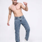Men Soft Blue Cloud Wash Baggy Fit Jeans