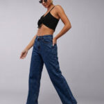 Midnight Marble High-Rise Wide-Leg Jeans