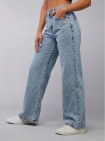 Azure Acid-Wash High-Rise Wide-Leg Jeans - Image 2