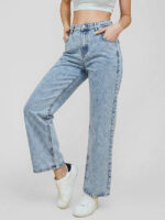 Azure Acid-Wash High-Rise Wide-Leg Jeans