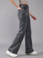 Graphite Acid-Wash High-Rise Wide-Leg Jeans